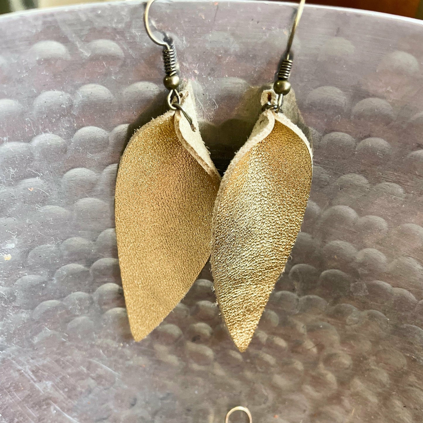 Dark Khaki golden leather earring