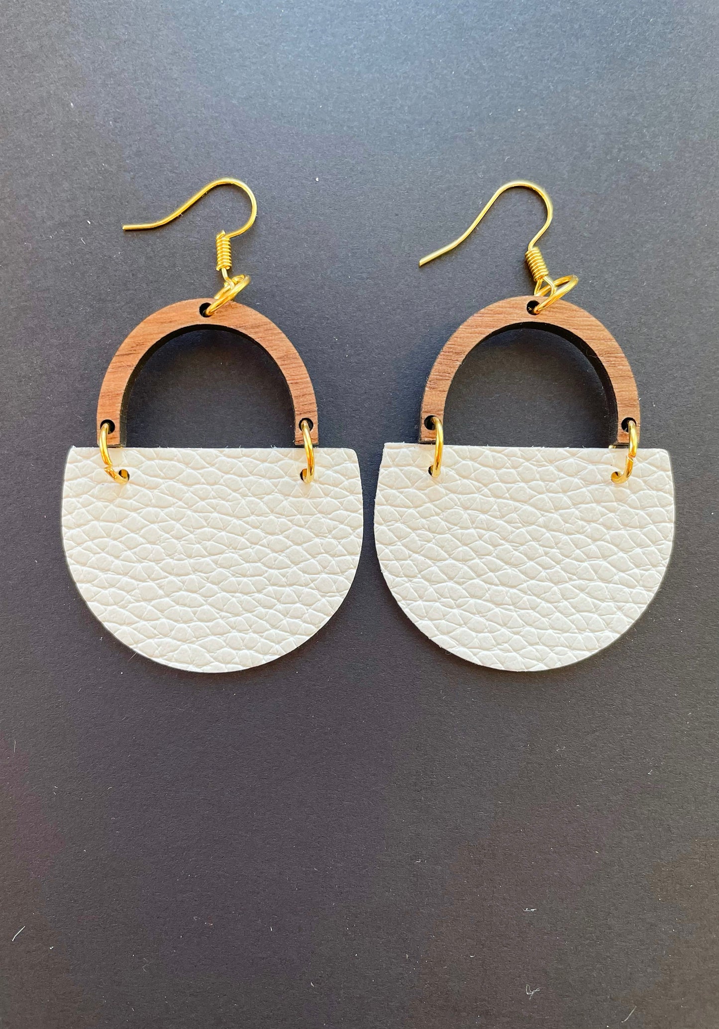 White Faux Leather Earrings