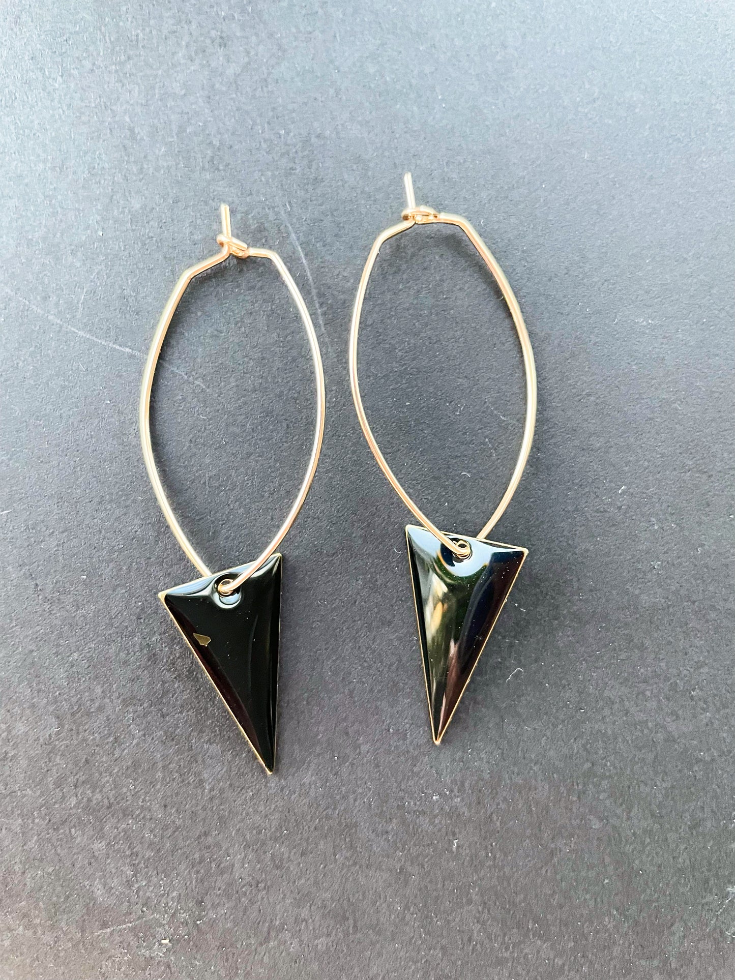 Obsidian Triangle Enamel Marquee Hoops