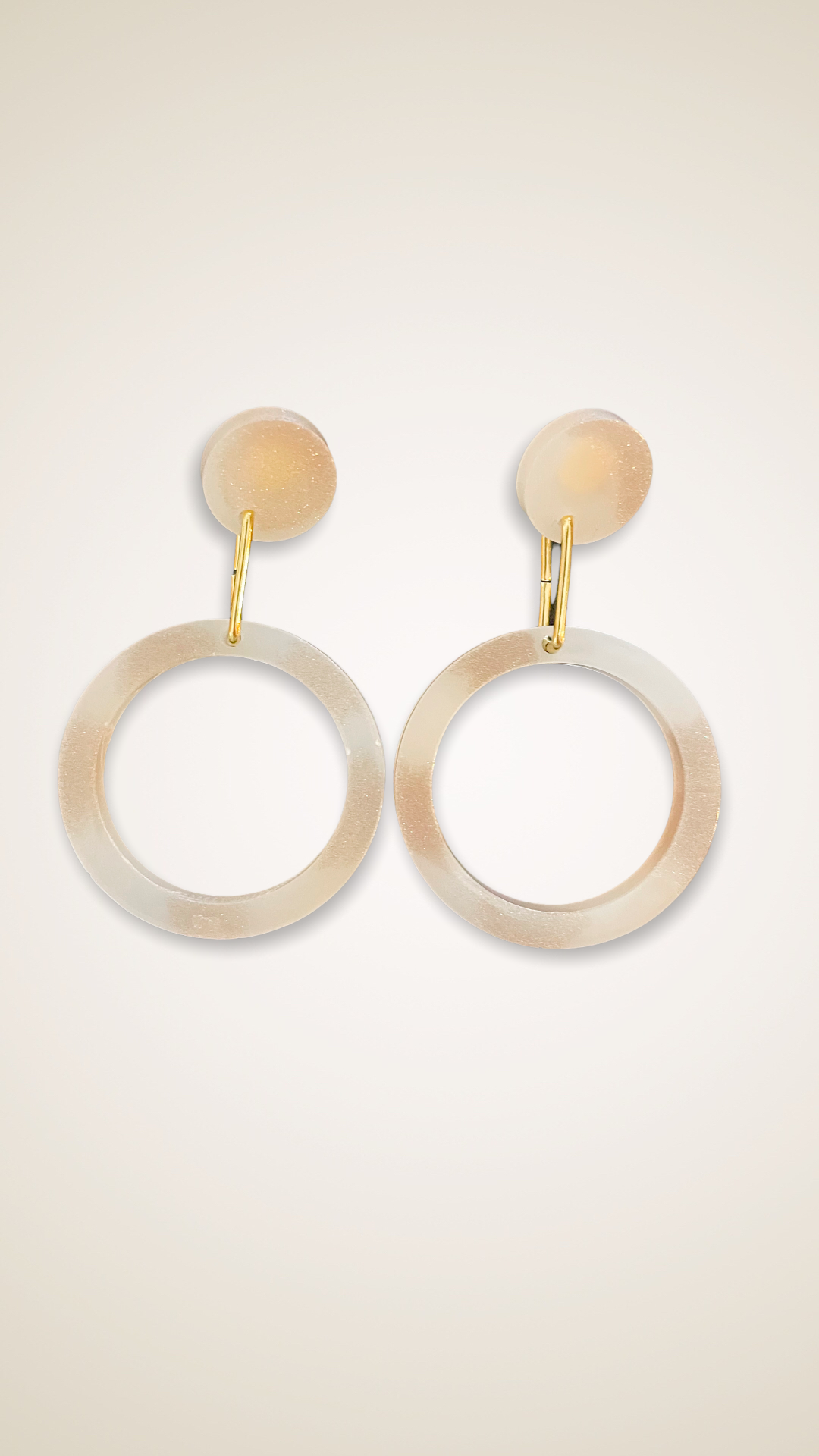 White Marble Full Circle Earrings