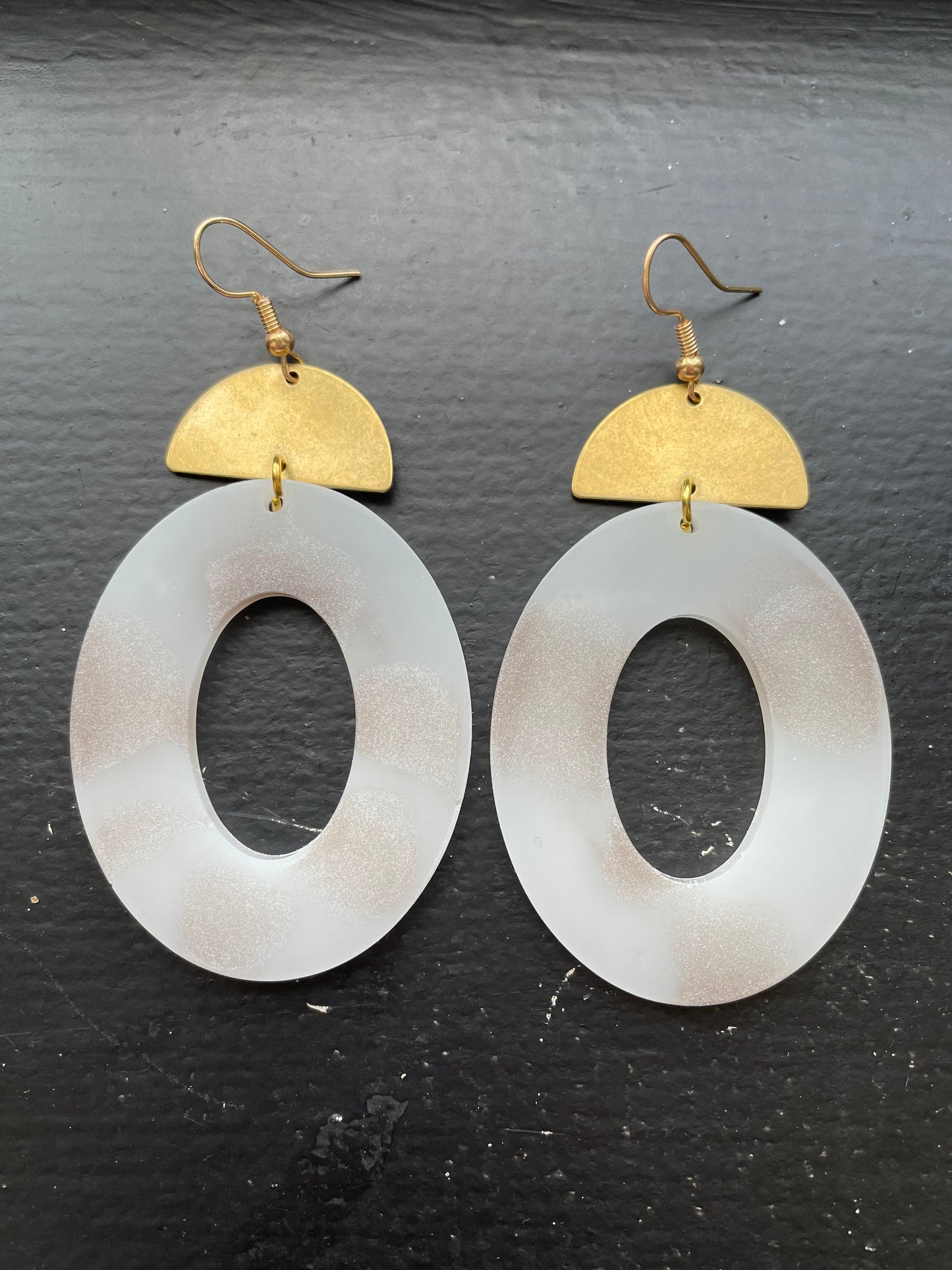 White Marble Lunar Earrings