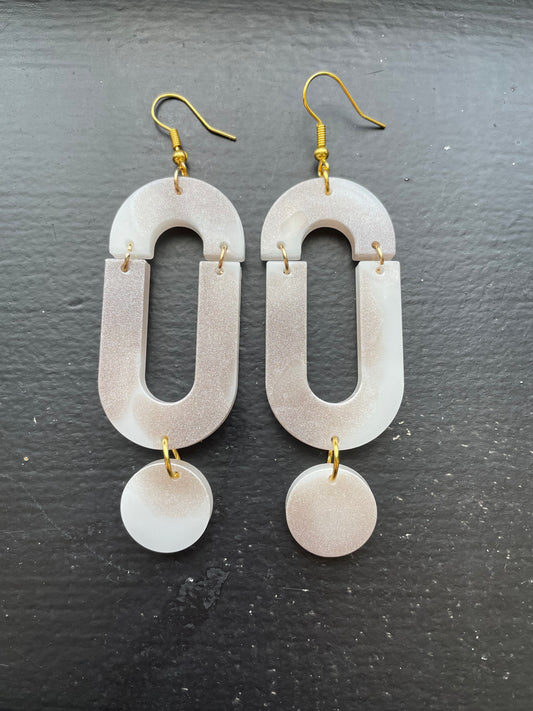 White Marble Twin Earrings