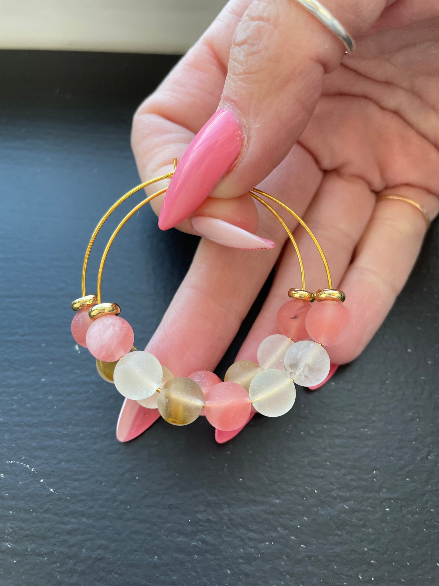 Watermelon Beaded Hoops