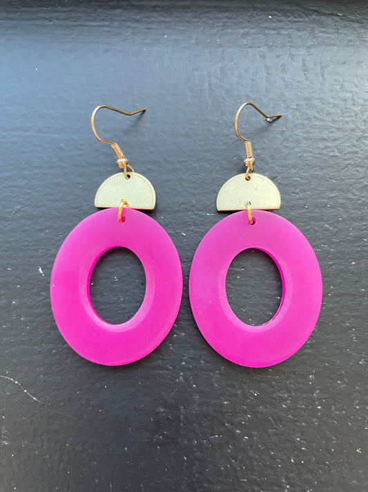 Hot Pink Medium Lunar Earrings
