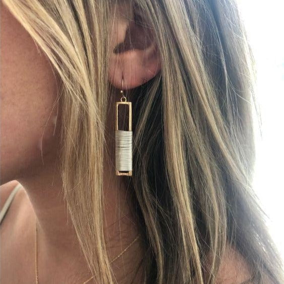 Dim Gray wrappéd wire earrings