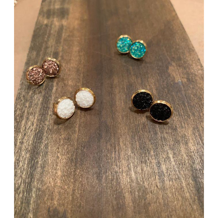 Dim Gray druzy stud earrings