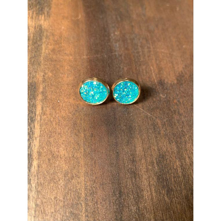 White druzy stud earrings