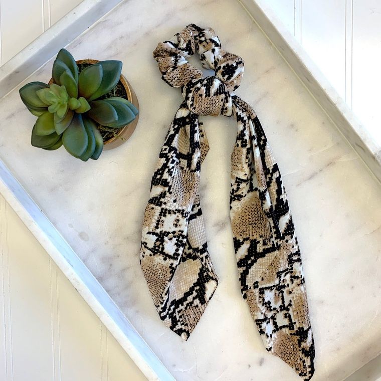 Light Gray snake print hair scarf