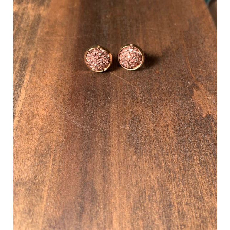 Snow druzy stud earrings