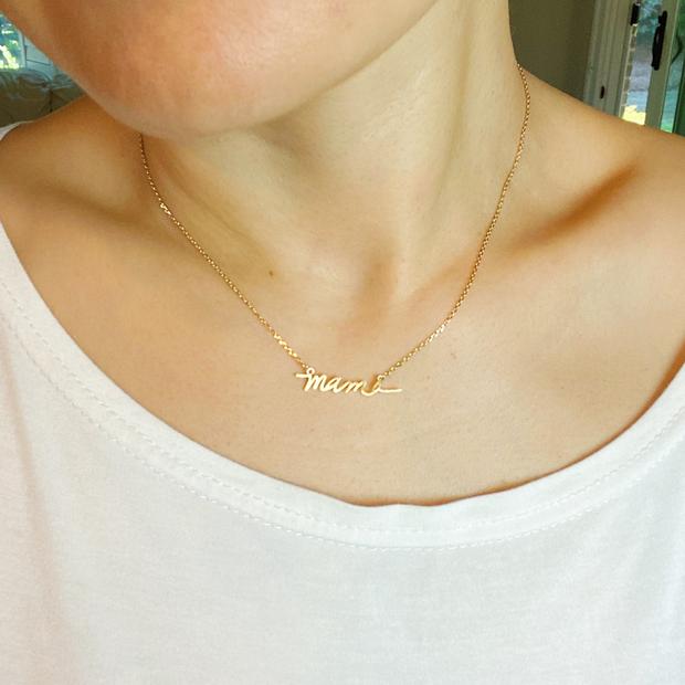 Tan mini mama necklace